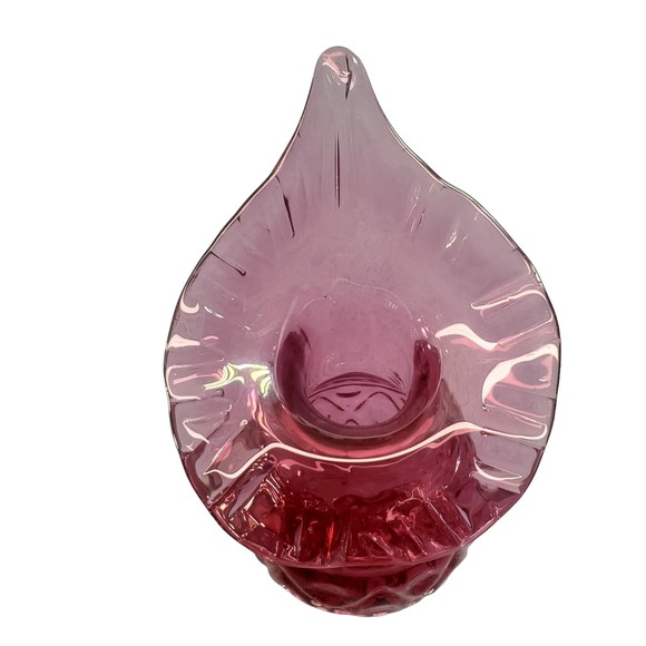 Antique Victorian Cranberry Jack in the Pulpit Vase Hand Blown Diamond Pattern - Picture 8 of 9